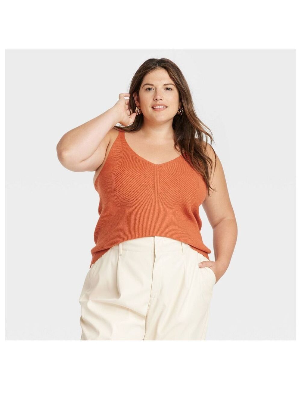 2X A New Day Women's Fine Gauge Sweater Tank - Rust NWT